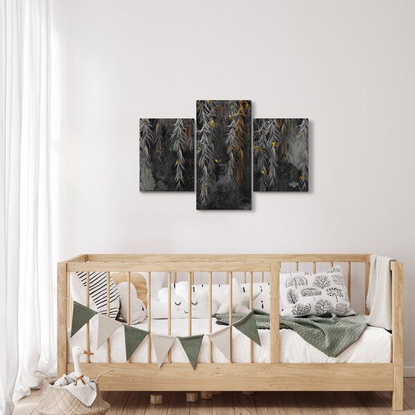 Kép -Fűzfa gallyak fekete háttérrel (90x60 cm)