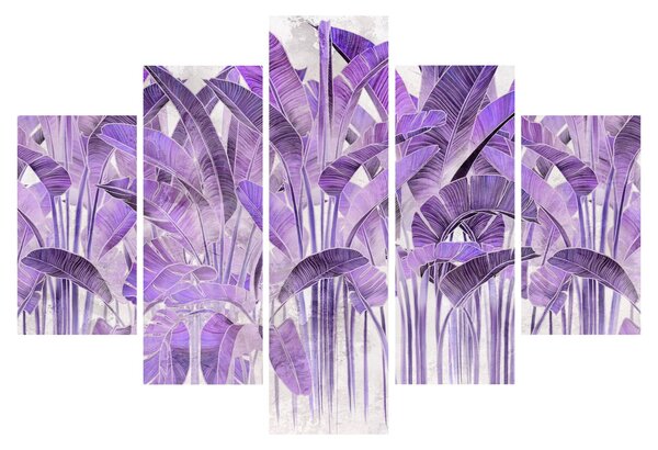 Kép - Lila levelek vakolatban (150x105 cm)