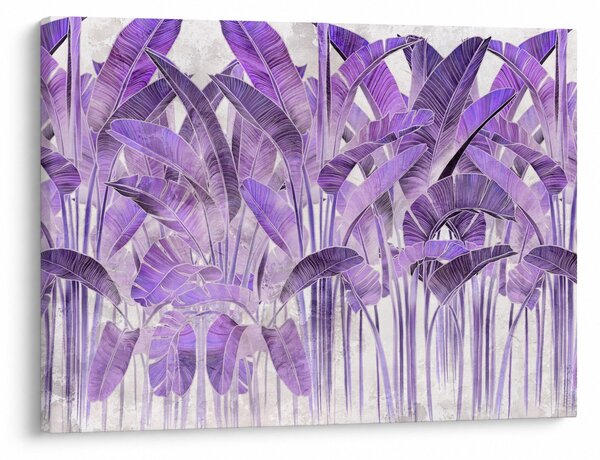Kép - Lila levelek vakolatban (70x50 cm)