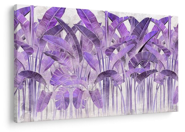Kép - Lila levelek vakolatban (90x60 cm)