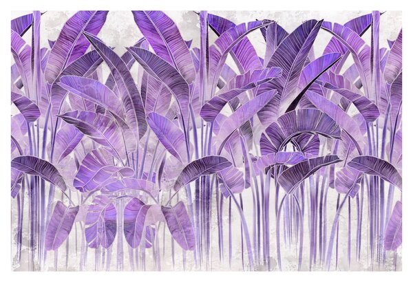 Kép - Lila levelek vakolatban (90x60 cm)