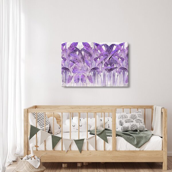 Kép - Lila levelek vakolatban (90x60 cm)