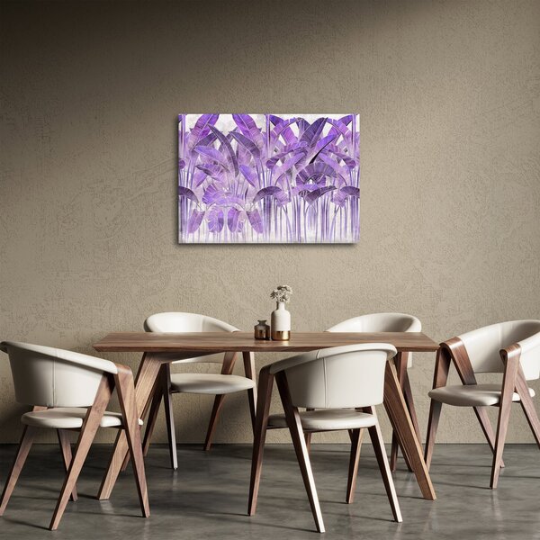Kép - Lila levelek vakolatban (70x50 cm)