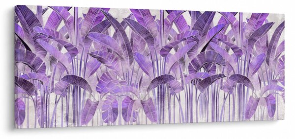 Kép - Lila levelek vakolatban (120x50 cm)