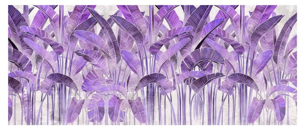 Kép - Lila levelek vakolatban (120x50 cm)