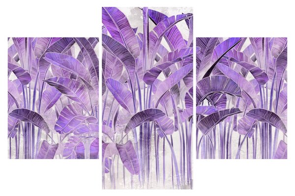 Kép - Lila levelek vakolatban (90x60 cm)