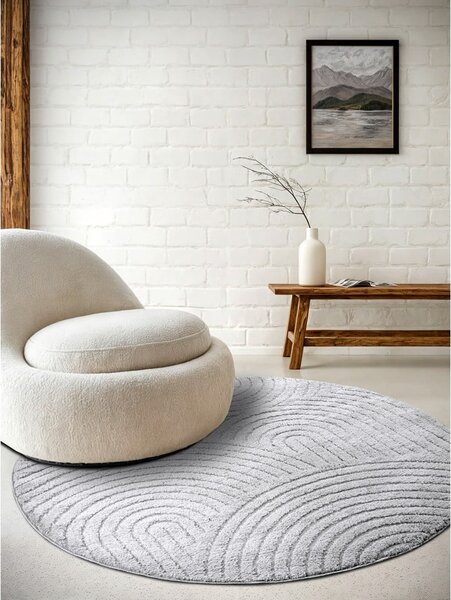 Világosszürke kerek szőnyeg ø 160 cm Panglao New York Light Grey – Elle Decoration