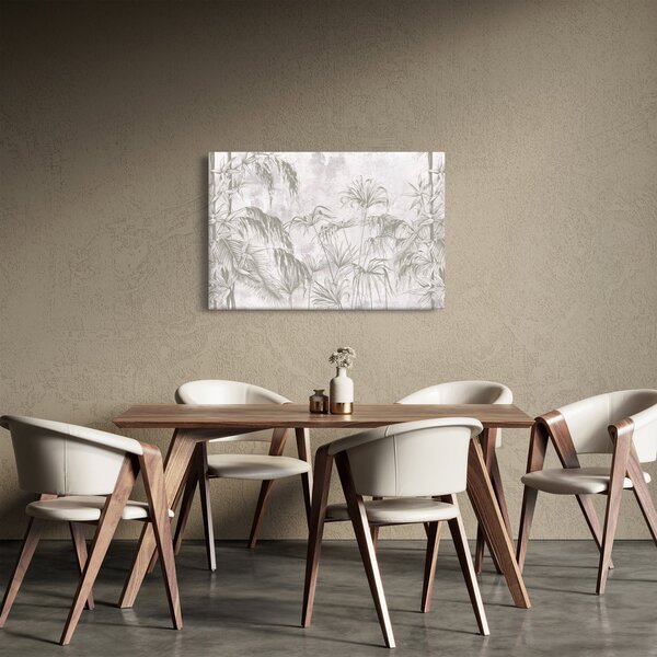 Kép - Trópusi növények a falon szürke színben (90x60 cm)