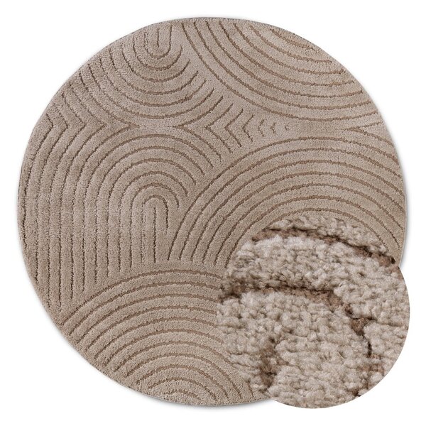 Világosbarna kerek szőnyeg ø 200 cm Panglao New York Taupe – Elle Decoration