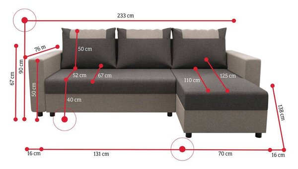 COOPER ágyazható sarok ülőgarnitúra, 232x144, fekete/zöld, mikrofáze04/U062