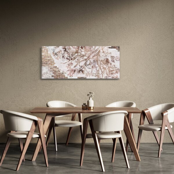 Kép - Virágos freskó téglafalon (120x50 cm)