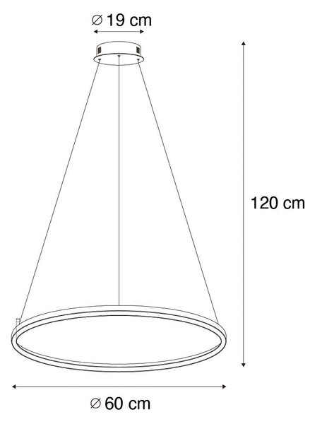 Okos függőlámpa fekete 60 cm LED-del és RGBW-vel - Girello