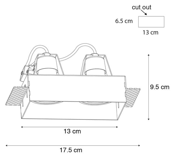 6 db-os beépíthető spotlámpa szett fehér GU10 50 mm 2 fényű, szegély nélküli - Oneon