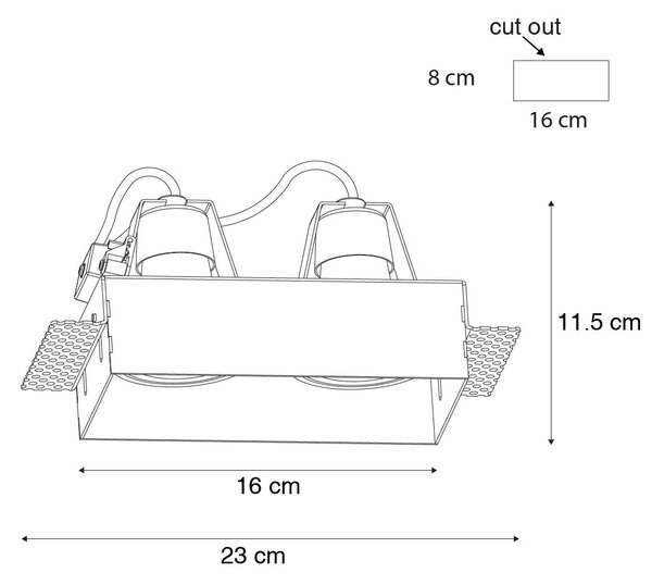 6 db-os süllyesztett spotlámpa szett fehér GU10 70 mm 2 fényű, szegély nélküli - Oneon