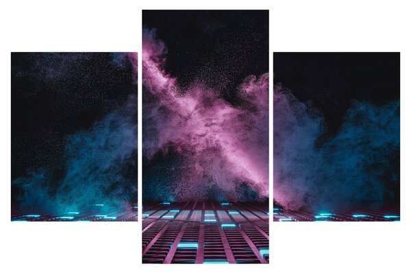 Kép - Rózsaszín-kék füst (90x60 cm)