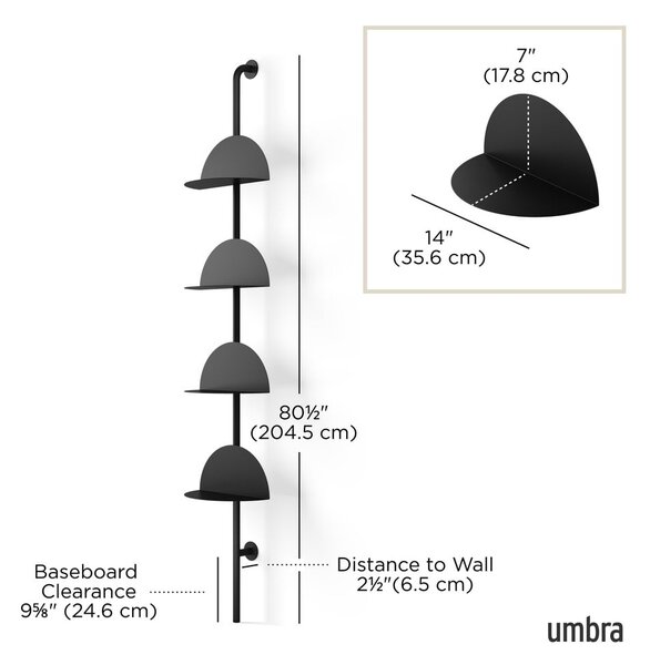 Fekete fém moduláris polcrendszer 27x203,5 cm Solis – Umbra