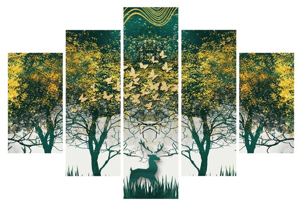 Kép - Szarvas a zöld erdőben (150x105 cm)