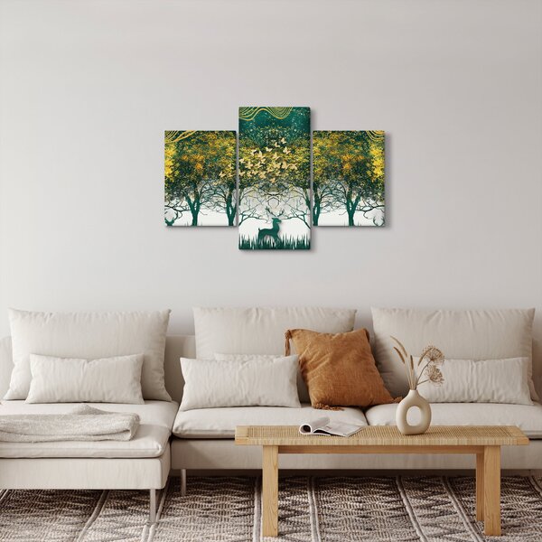 Kép - Szarvas a zöld erdőben (90x60 cm)