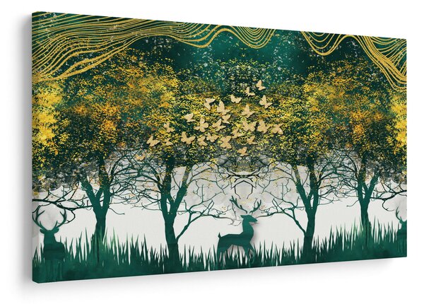 Kép - Szarvas a zöld erdőben (90x60 cm)