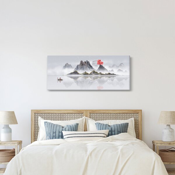 Kép - Hegyek a ködben (120x50 cm)