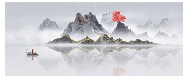 Kép - Hegyek a ködben (120x50 cm)