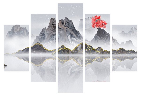 Kép - Hegyek a ködben (150x105 cm)
