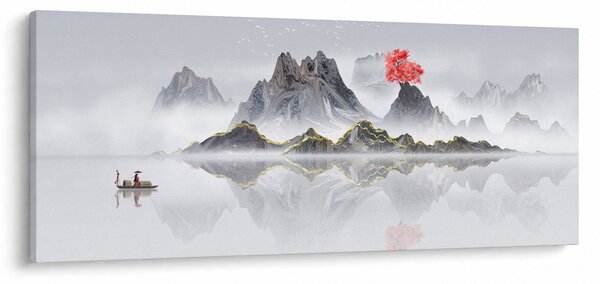 Kép - Hegyek a ködben (120x50 cm)