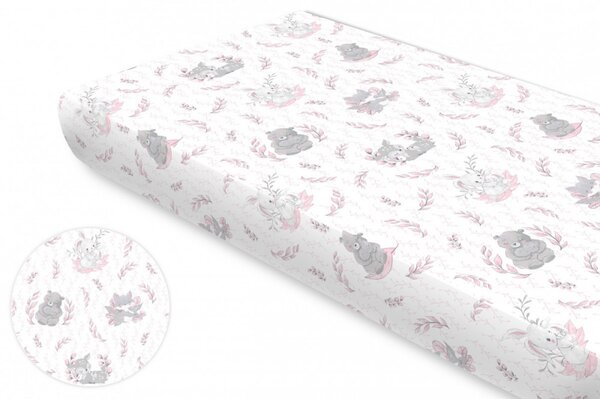 Baby Shop pamut,gumis lepedő 70*140 cm - Lulu Natural rózsaszín