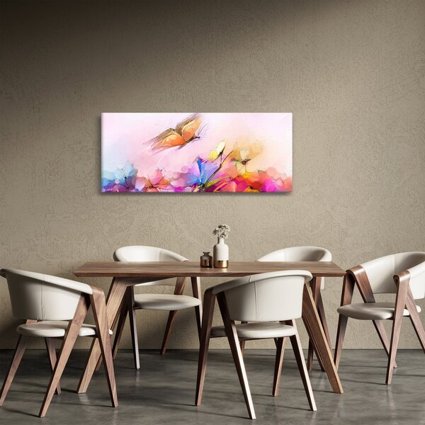 Kép - pillangó a virág felett, absztrakció (120x50 cm)