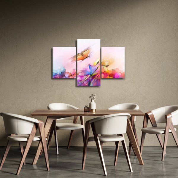 Kép - pillangó a virág felett, absztrakció (90x60 cm)