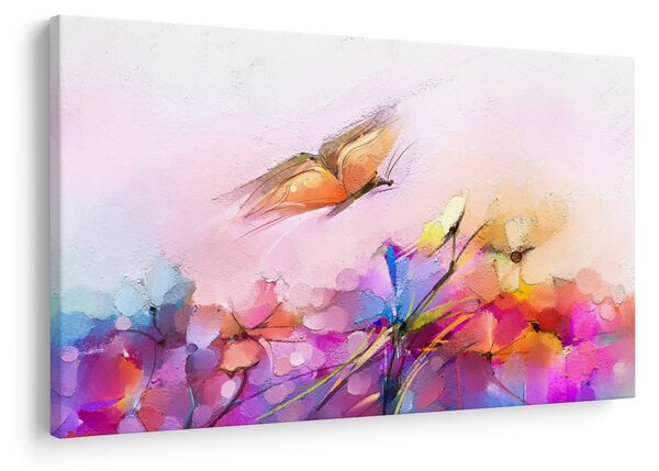 Kép - pillangó a virág felett, absztrakció (90x60 cm)
