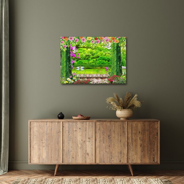 Kép - Varázslatos kert hattyúkkal (70x50 cm)