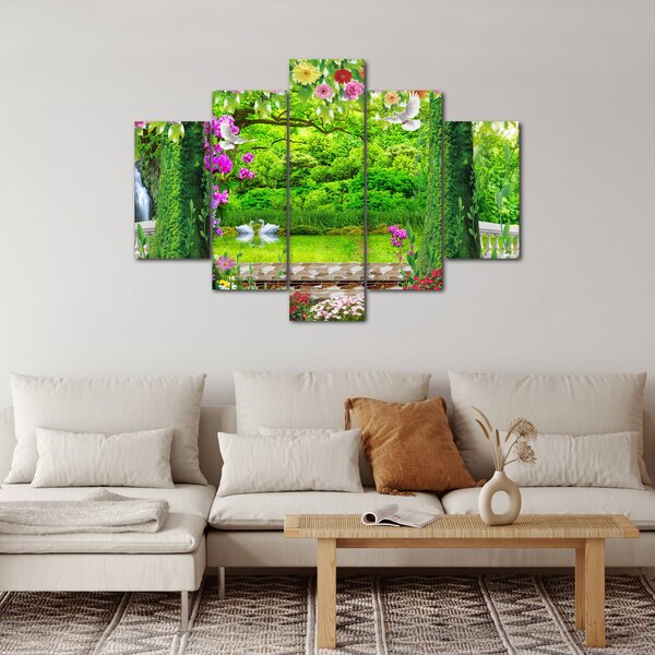 Kép - Varázslatos kert hattyúkkal (150x105 cm)