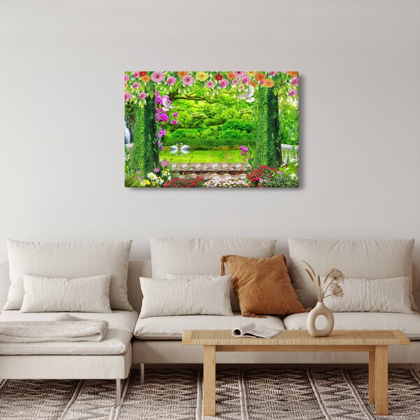 Kép - Varázslatos kert hattyúkkal (90x60 cm)