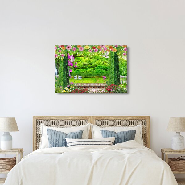 Kép - Varázslatos kert hattyúkkal (90x60 cm)