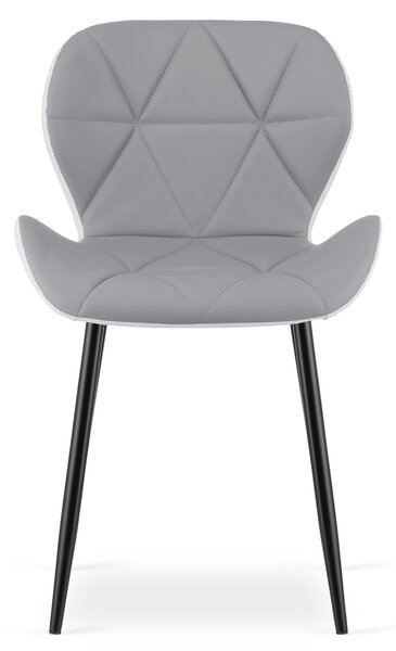 Étkezőszék MANGO ökobőrből fekete lábakkal, szürke-fehér