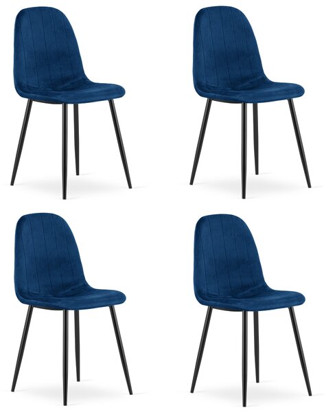 Étkezőszék PADVA VELVET fekete lábakkal, kék