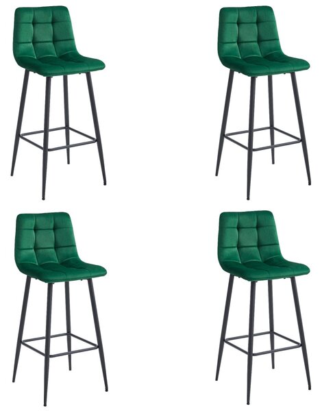 Bárszék ARCETO VELVET fekete lábakkal, sötétzöld