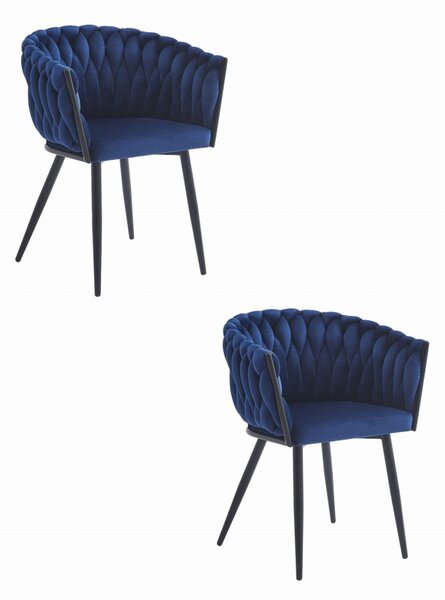 Bársonyos étkezőfotel ORION VELVET fekete lábakkal, sötétkék