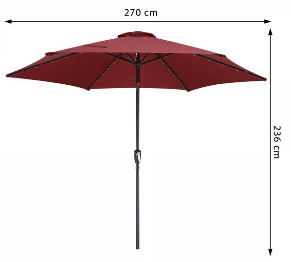 Deuba LED napernyő Miami Ø270 cm - piros