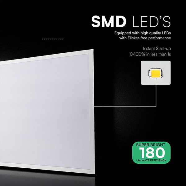 V-TAC süllyeszthető Back-Lit 20W LED panel, természetes fehér, 60x60 cm, 180 Lm/W - SKU 24280