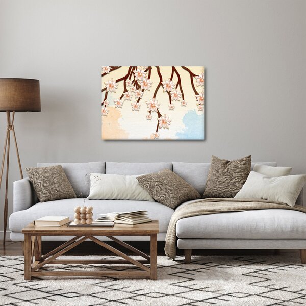 Kép - virágok az ágakon, színes (70x50 cm)