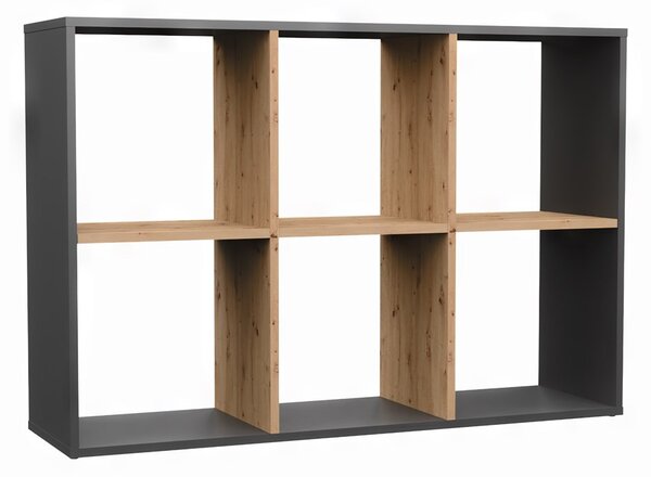Aldabra Malax 2x3 polc, 110x75x30 cm, antracit-tölgy