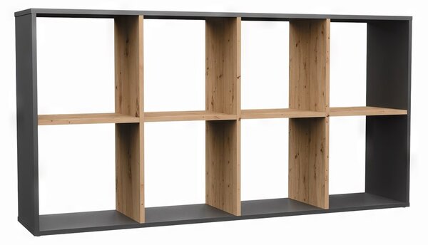 Aldabra Malax 2x4 polc, 147x75x30 cm, antracit-tölgy