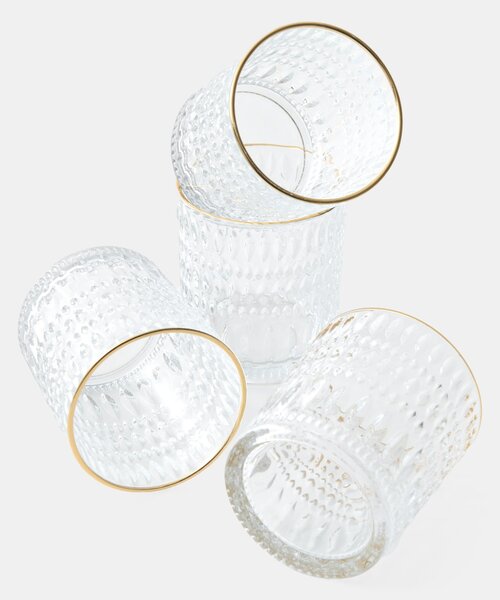 Sinsay - Texturált pohár készlet arany peremmel 4 pack - clear