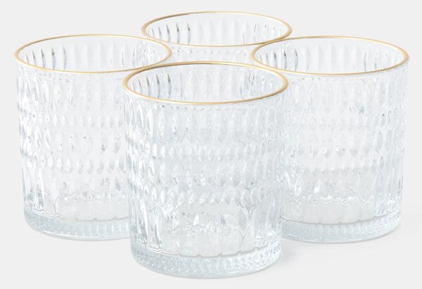 Sinsay - Texturált pohár készlet arany peremmel 4 pack - clear