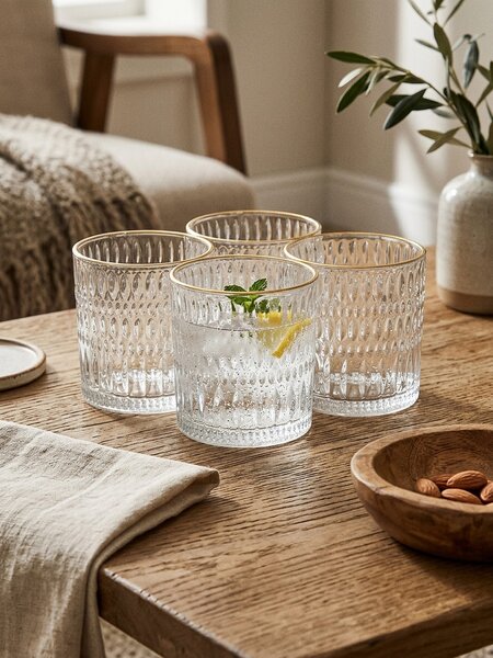 Sinsay - Texturált pohár készlet arany peremmel 4 pack - clear
