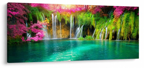 Kép - vízesés, Plitvicei-tavak, Horvátország (120x50 cm)