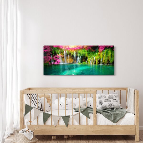 Kép - vízesés, Plitvicei-tavak, Horvátország (120x50 cm)