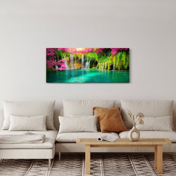 Kép - vízesés, Plitvicei-tavak, Horvátország (120x50 cm)